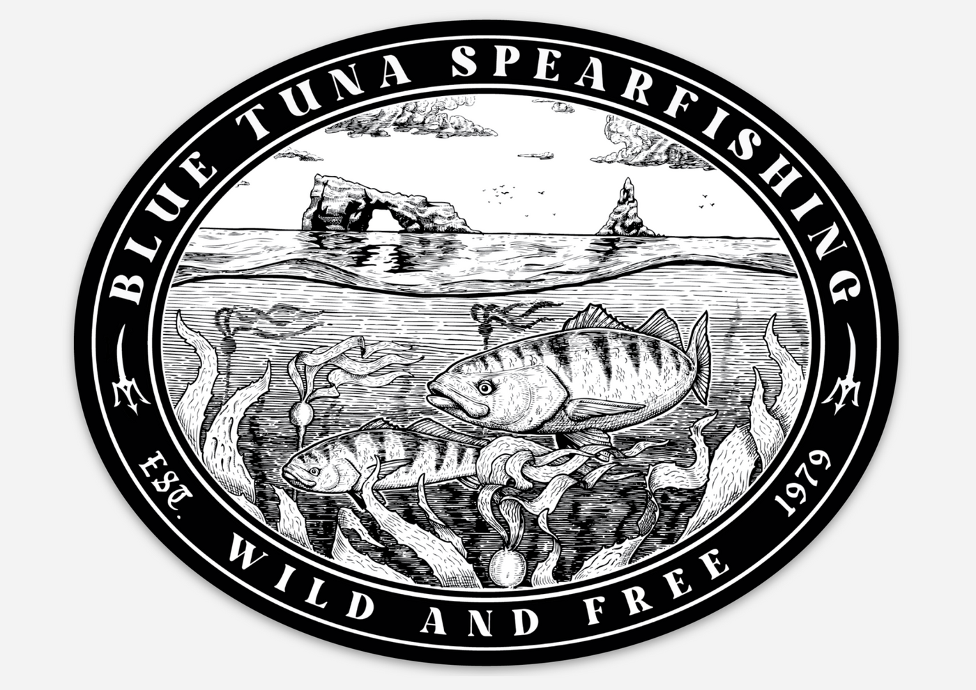 Wild and Free Sticker - Blue Tuna Spearfishing Co