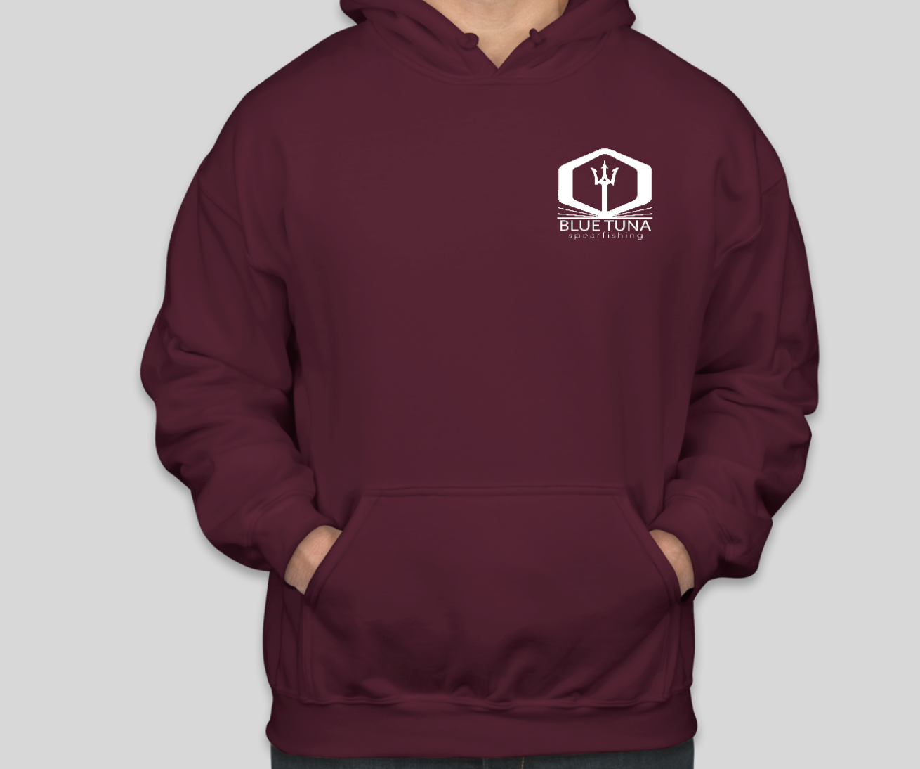 BTS Maroon Hoodie with Anchor Design - Blue Tuna Spearfishing Co