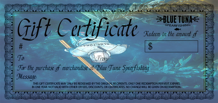 Blue Tuna Spearfishing Gift Cards – Blue Tuna Spearfishing Co