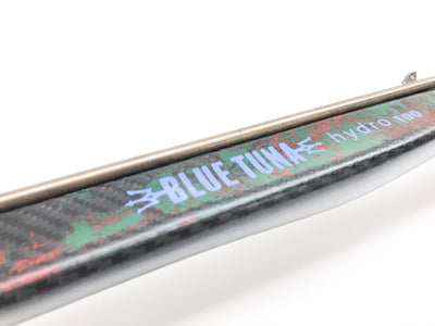 BTS Hydro Carbon Speargun 90-100-110-120cm - Green/red camo close up- Blue Tuna Spearfishing Co