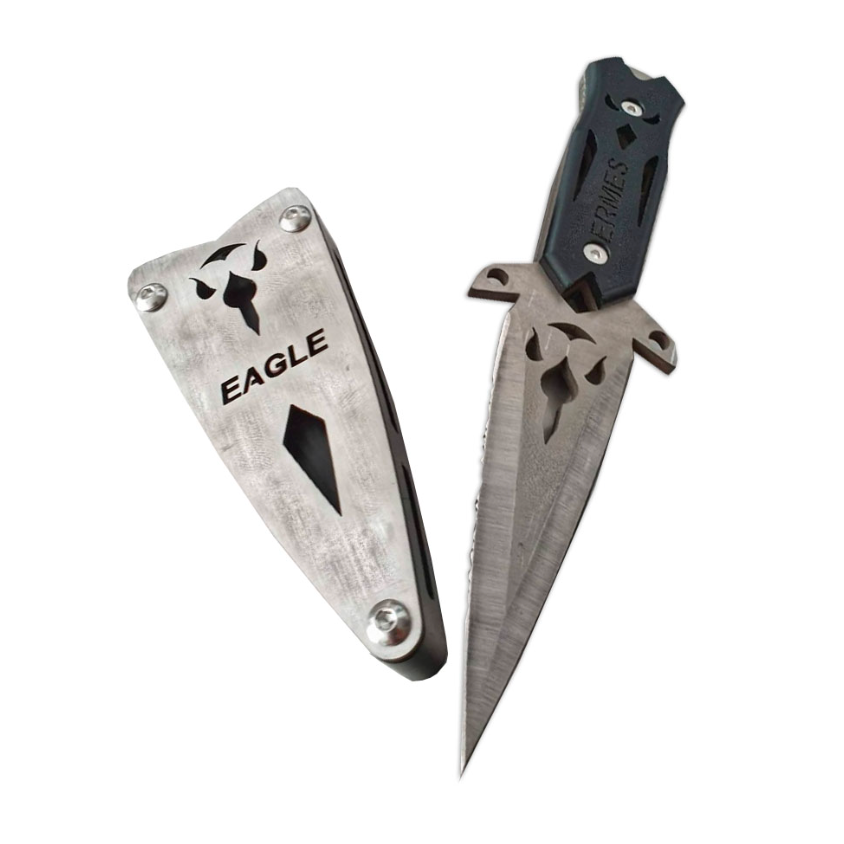 Ermes Eagle Titanium Knife Silver Blade Black Grip