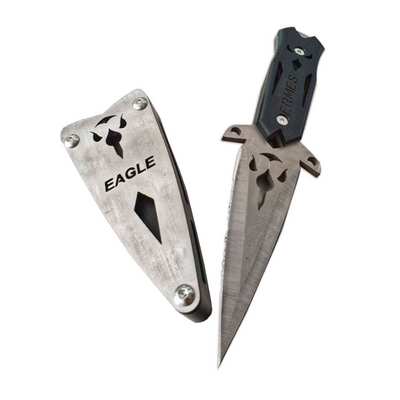 Ermes Eagle Titanium Knife Silver Blade Black Grip