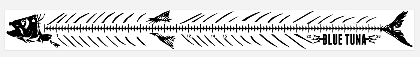 fish bones tape measure sticker 