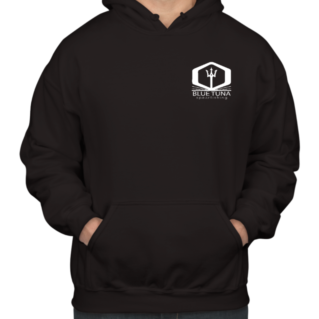 BTS Hoodie with Anchor Design - Front view- Blue Tuna Spearfishing Co
