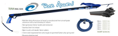 Rob Allen Aluminum Tuna Railgun - Open or Closed Muzzle 70-80-90-100-110-120-130-140-150cm Spearguns - Blue Tuna Spearfishing Co